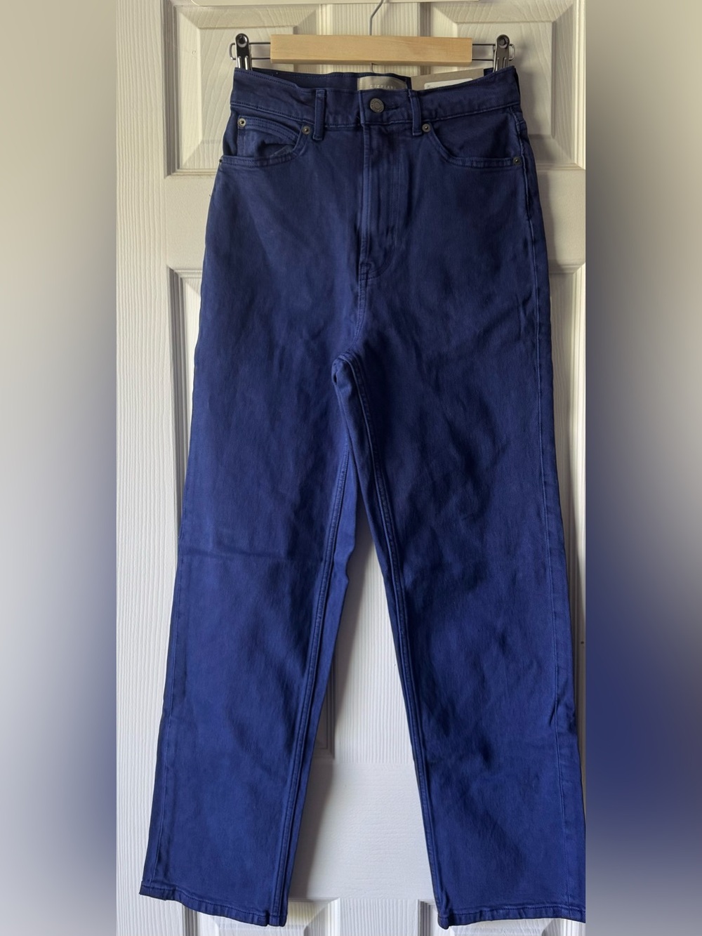 NWT Everlane The Way-High Jean Tall 26 Straight High Rise Blue Organic Cotton